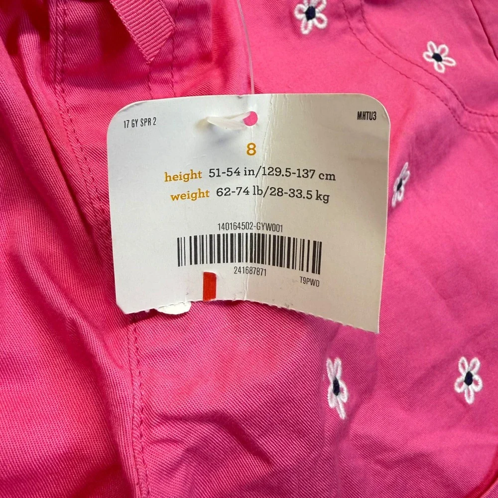 Gymboree Girls Pink Daisy Embroidered Sun Shorts Size 8 NWT Floral Cotton